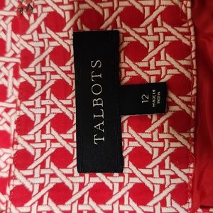 TALBOTS Red & White Rattan Cane Print A-line Midweight Skirt office attire